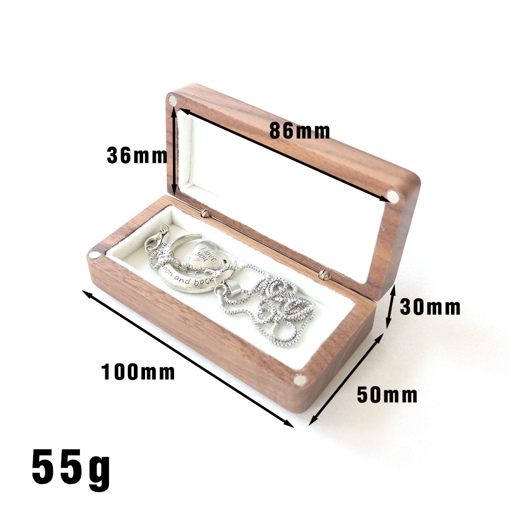 Small long black walnut wood chamfered brooch, medal, commemorative coin, medal, collection and storage box, brooch, gift wooden box details Picture