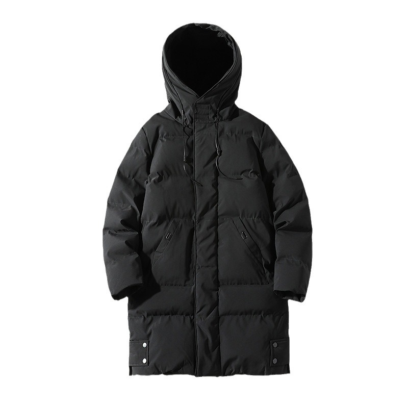 Cross-border custom-made mid-length cotton-padded jacket for men, winter new style loose hooded cotton-padded jacket, thickened down cotton-padded jacket for men Item Picture