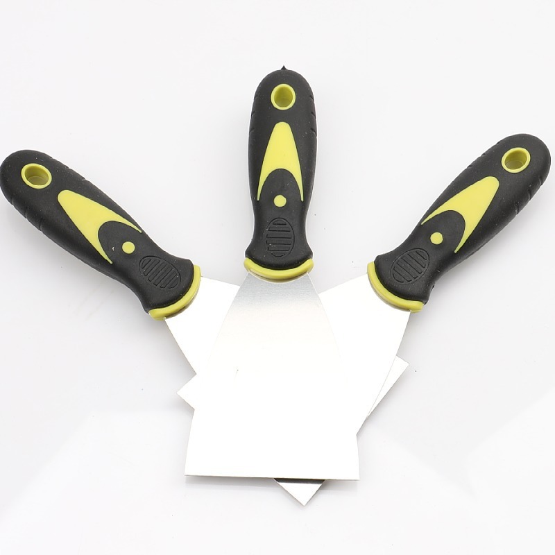 Manufacturers Wholesale Two-Color Handle Stainless Steel Putty Knife Plastic Handle Shovel Knife Cleaning Putty Knife Vinyl Handle Batch Knife details Picture
