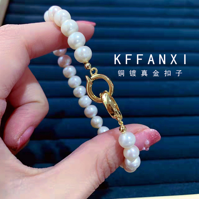 18k copper-plated real gold universal round buckle 1.2*1.5cm bracelet necklace sweater chain button diy versatile new accessory