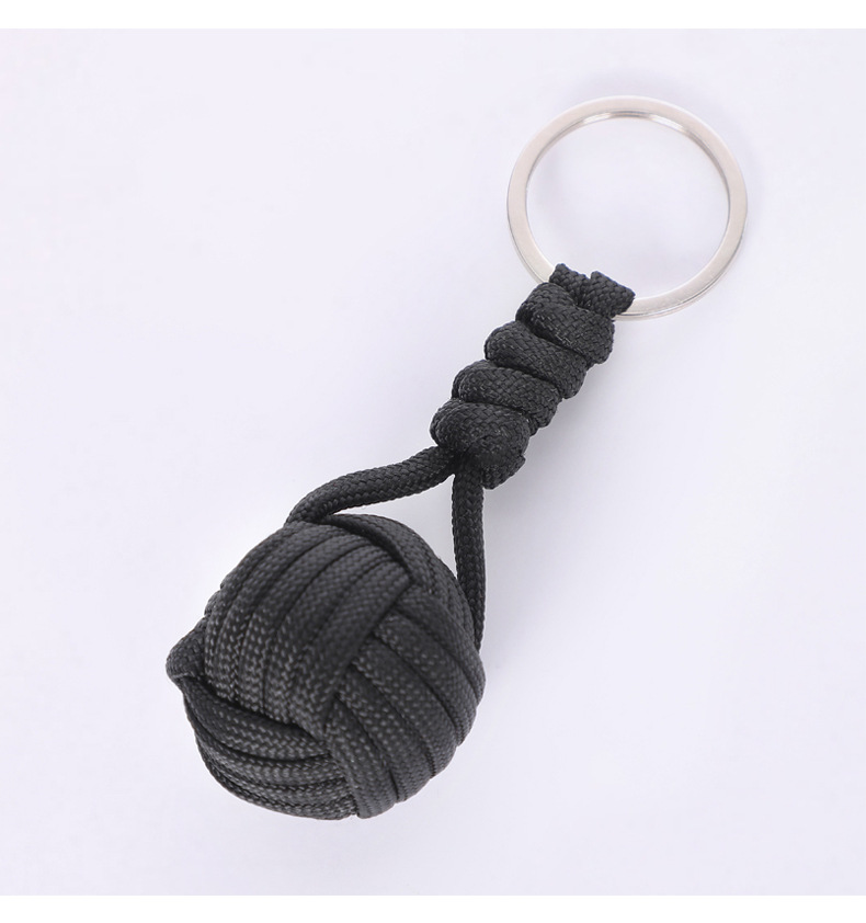 Umbrella rope woven pendant, outdoor ball rope key chain self-defense tool, seven-core umbrella rope key chain hand-woven pendant pic 12