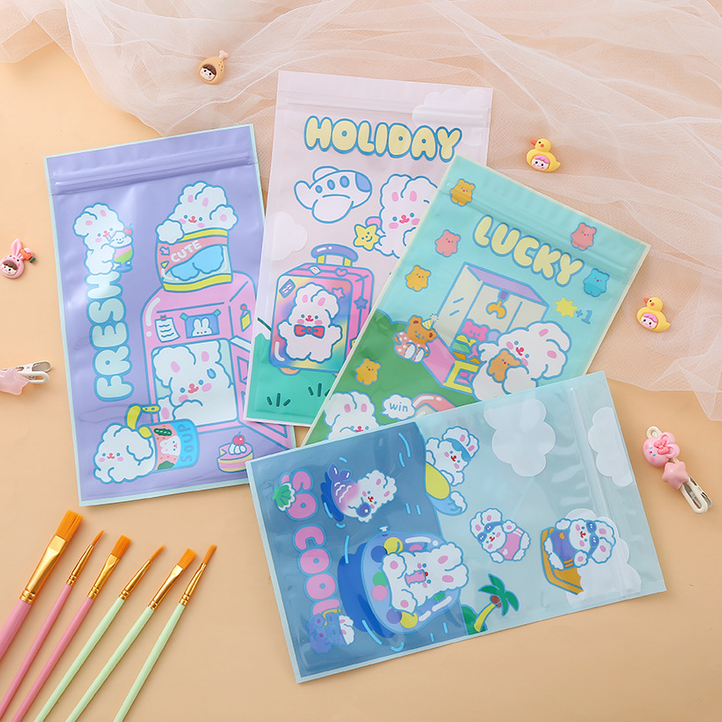 Spot Creative Cute Snacks Sealed Bag Girl Heart Cartoon Mask Storage Bag Stationery Jewelry Ziplock Bag details Picture