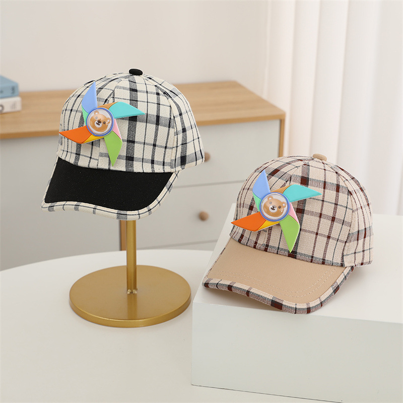 Children's Baseball Cap Children's Cap Spring New Striped Checkered Season Rotating Windmill Children's Cap Everything Baseball Cap Summer Shade Cap Application Scenario