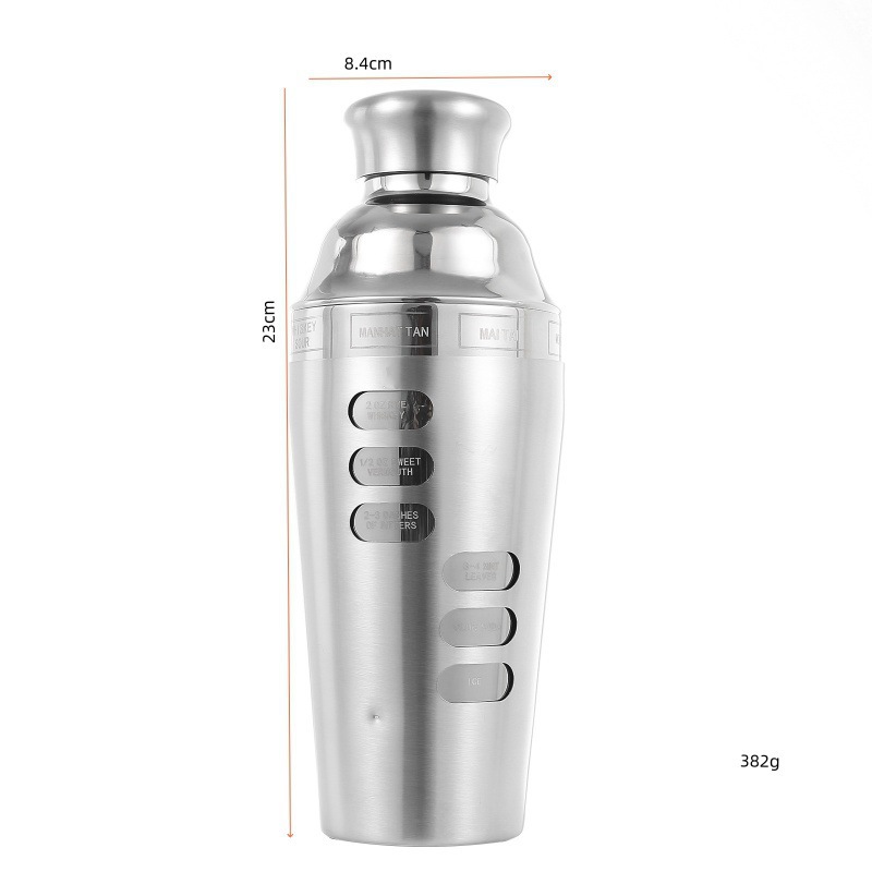 Manufacturer's New 700Ml Stainless Steel Double Layer Cocktail Recipe Shaker Shaker Shaker Shaker Cup European Wine Set details Picture
