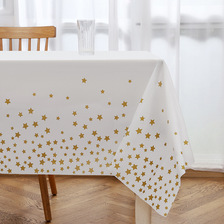 亚马逊热销星星桌布金色满天星节日装饰一次性塑料桌布防水防油污