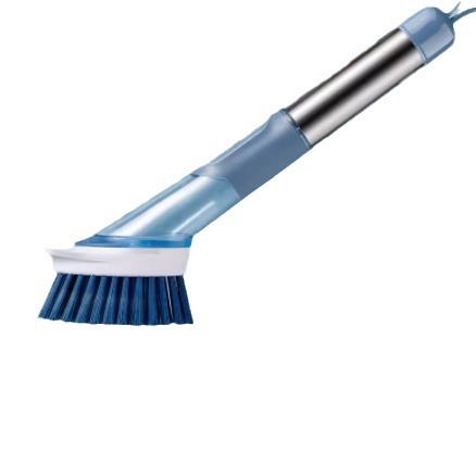 The long-handled pot brush with liquid added can be used to scrub POTS and wash dishes. It is suitable for household kitchens and won't damage the POTS even if you are lazy Item Picture