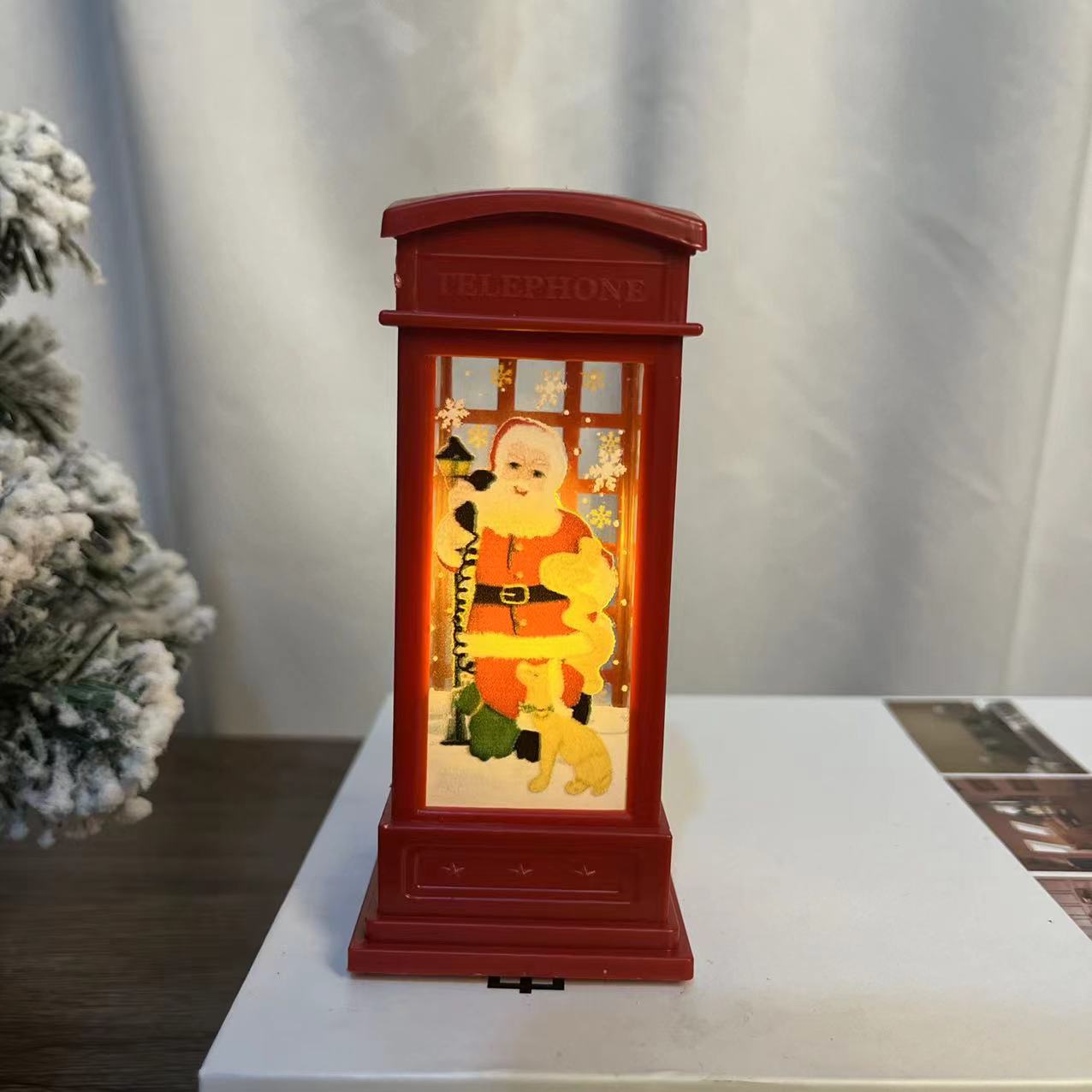 Christmas Wind Light New Decorative Items Small Wind Light Tabletop Decoration Christmas Decorations Retro Phone Box Application Scenario