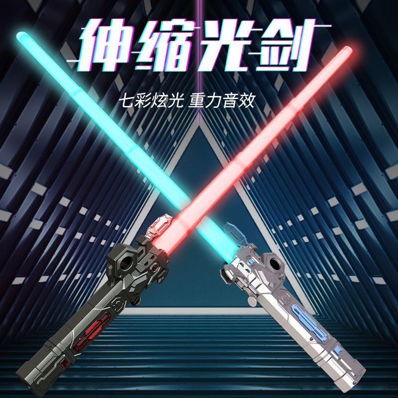 跨境星球大战二合一激光剑手指旋转七彩伸缩发光剑玩具儿童闪光棒图
