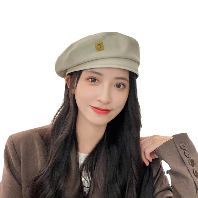 貝雷帽秋季薄白底實物圖