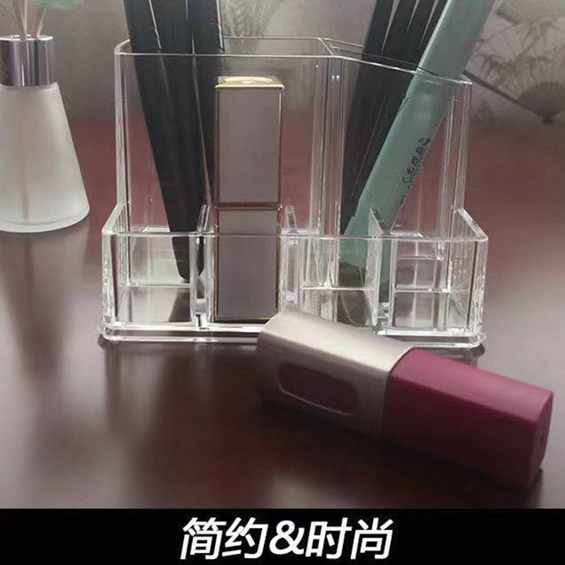 Transparent cosmetics lip gloss holder, makeup eyeliner pen, eyebrow pencil, lipstick holder, dressing table, organizing and storage rack, storage box details Picture