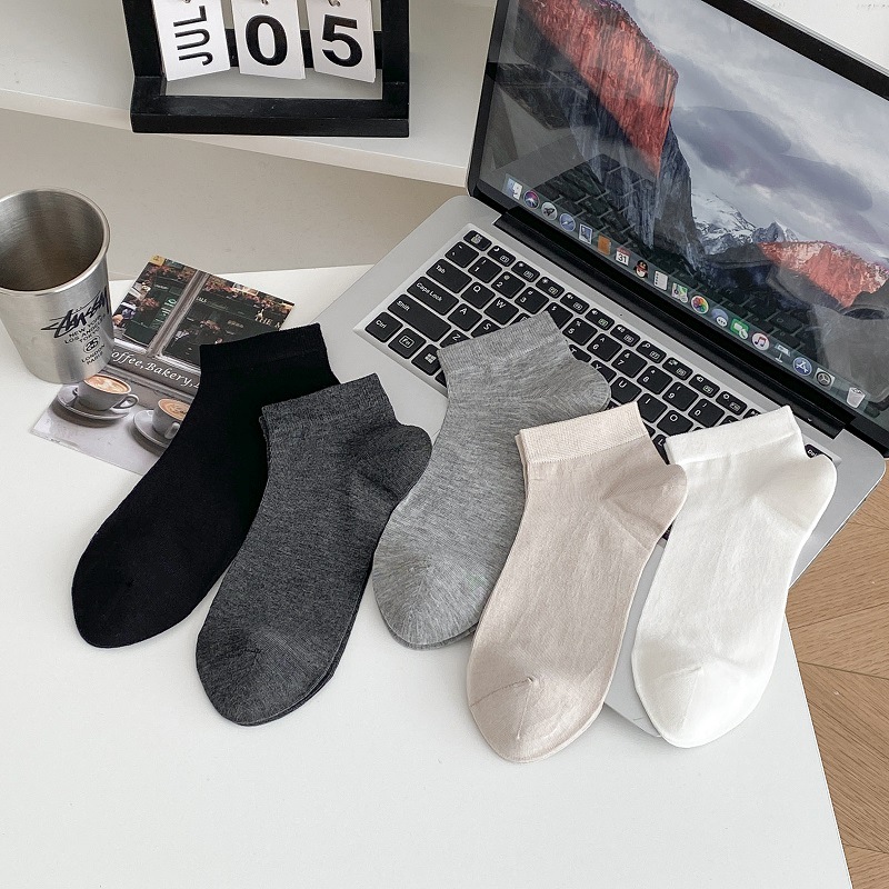 Sock street stall one-piece consignment, mulberry silk all-in-one machine, basic men's sports socks, solid color short socks, spring and summer mesh skin-friendly breathable boat socks one-piece consignment full image