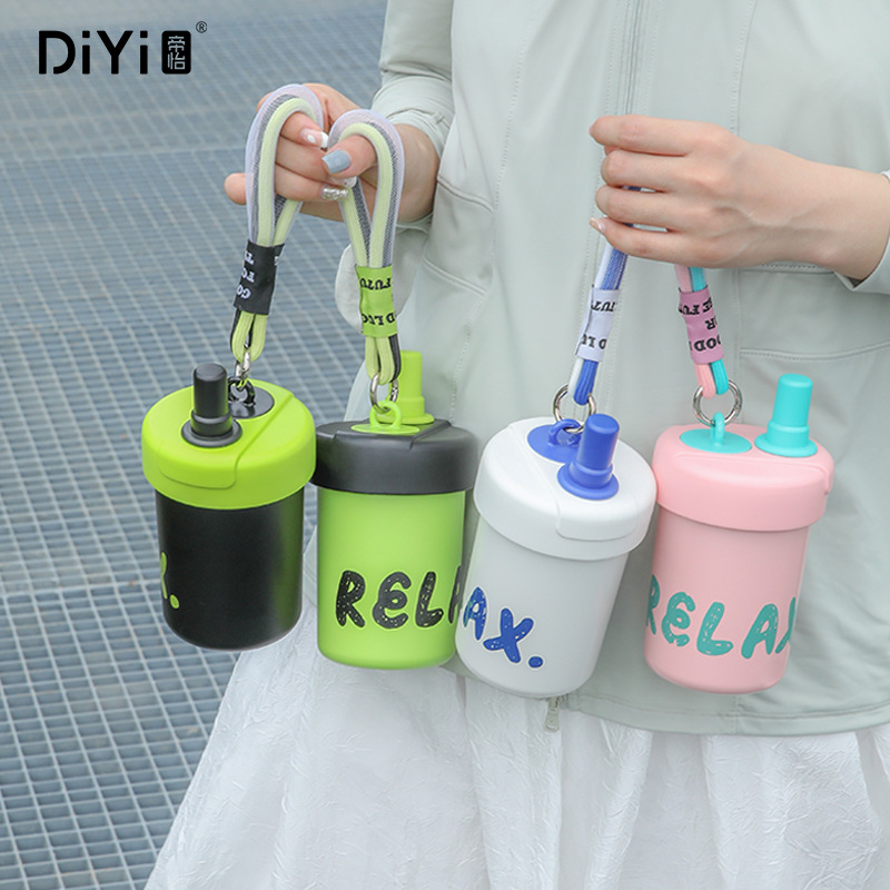 Di Yi High Appearance Level Trend Coffee Cup Inside And Outside 304 Student Ins Wind Portable Hand-Held Tea Thermos Cup details Picture