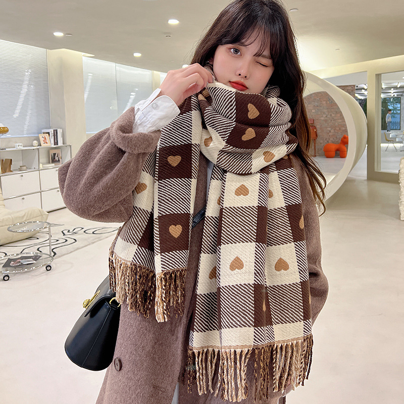 2022 Cashmere Check Scarf For Women Winter Thickened Warm Bib Harry Potter With The Same Shawl For Men