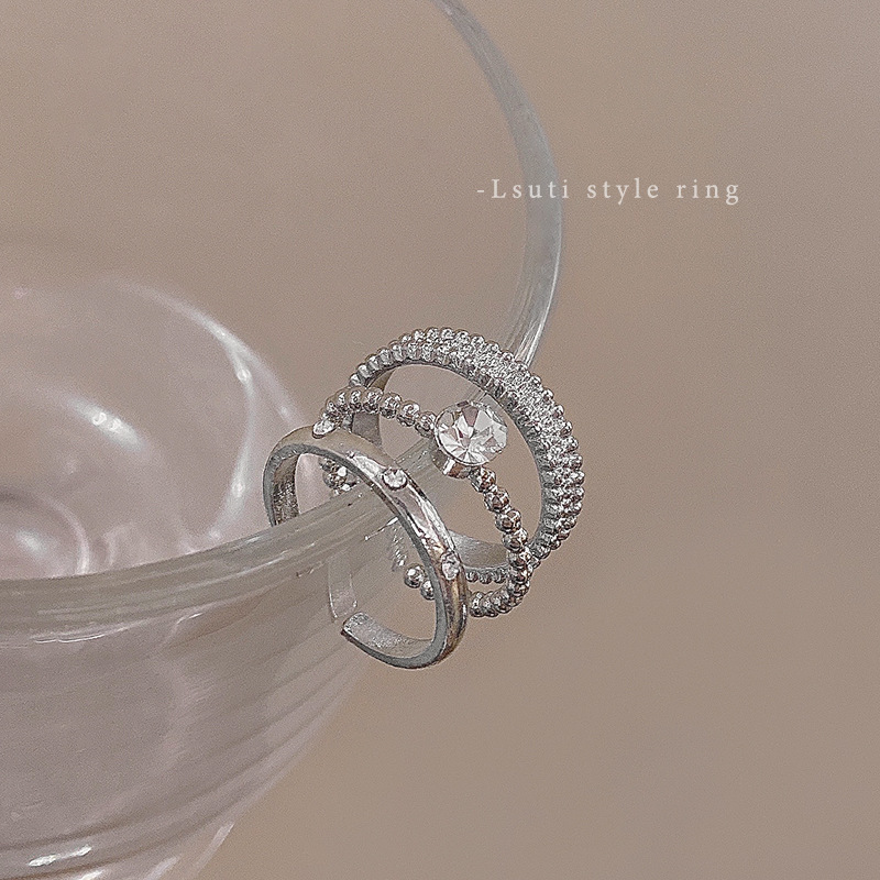 素圈闪钻金属套装戒指女简约百搭冷淡风食指环高级感爆款手饰批发