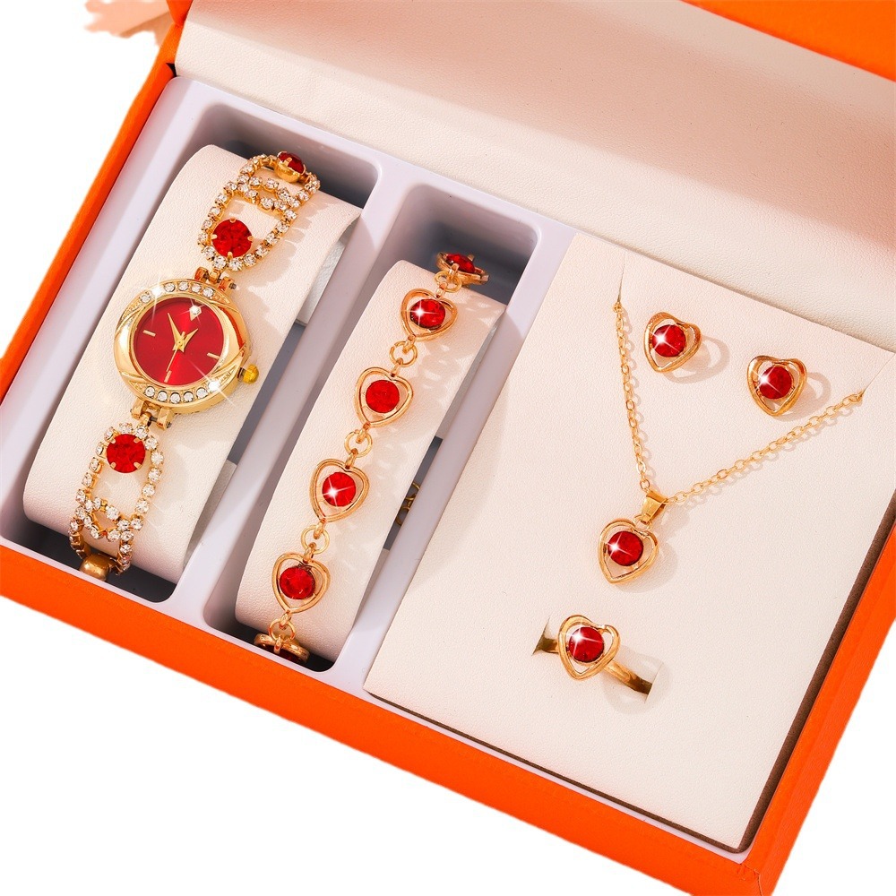 Cross-Border Explosive Women Diamond-Encrusted Temperament Fashion Watch Watch Women's Fashion Trend Necklace Bracelet Set Item Picture