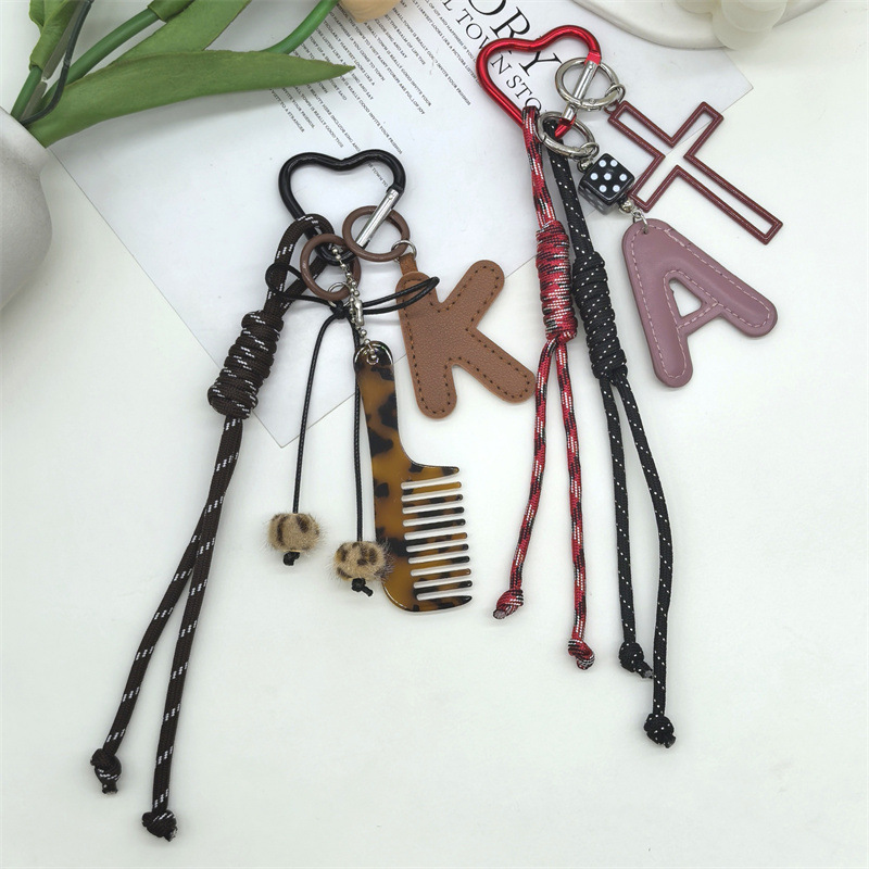 Cross-border bestsellers: Five-pointed star heart-shaped letter keychain, woven rope bag pendant, unique pendant, miu series Application Scenario