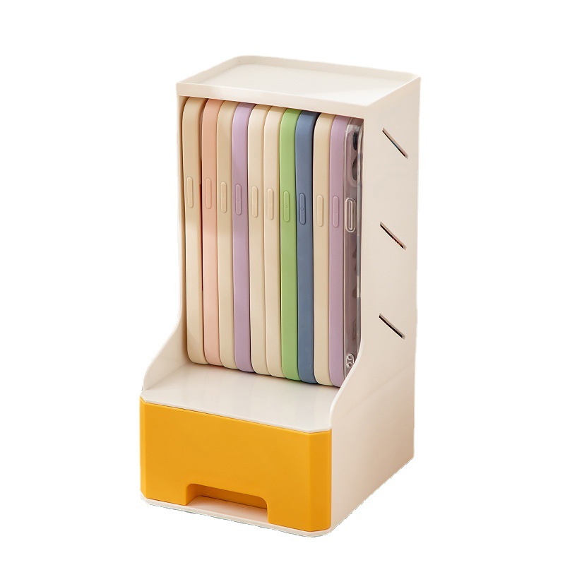 铅笔水彩笔收纳架简洁斜插式抽屉笔筒收纳架自由组合分区收纳文具白底实物图