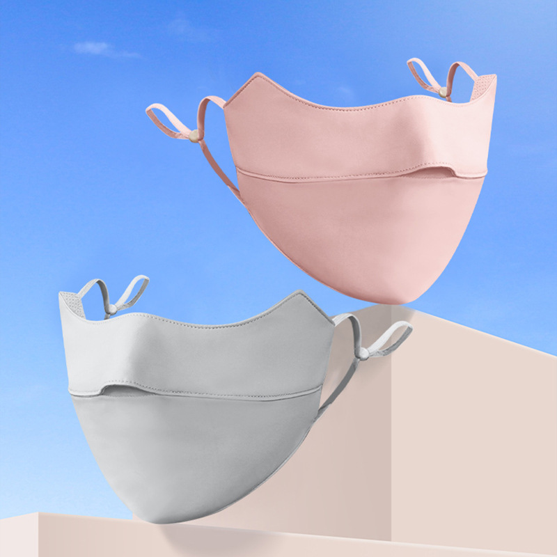 防晒口罩女遮阳护眼角夏季骑行户外防紫外线锦纶冰丝口罩黑色男士