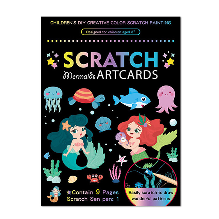 跨境涂鸦便签卡通DIY彩色刮画纸学生美术创意刮刮画刮画本
