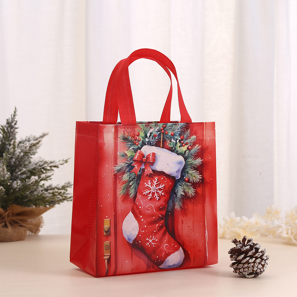 Santa Claus packaging bags, Christmas non-woven fabric party handbags, Christmas Eve gift bags, candy shopping packaging bags Specification image