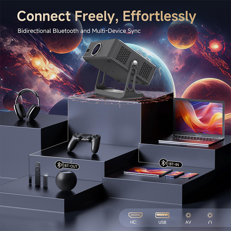 Cross-border projector 1080P portable mobile phone digital screen projection home ultra-clear projector 713 auto-focus details Picture