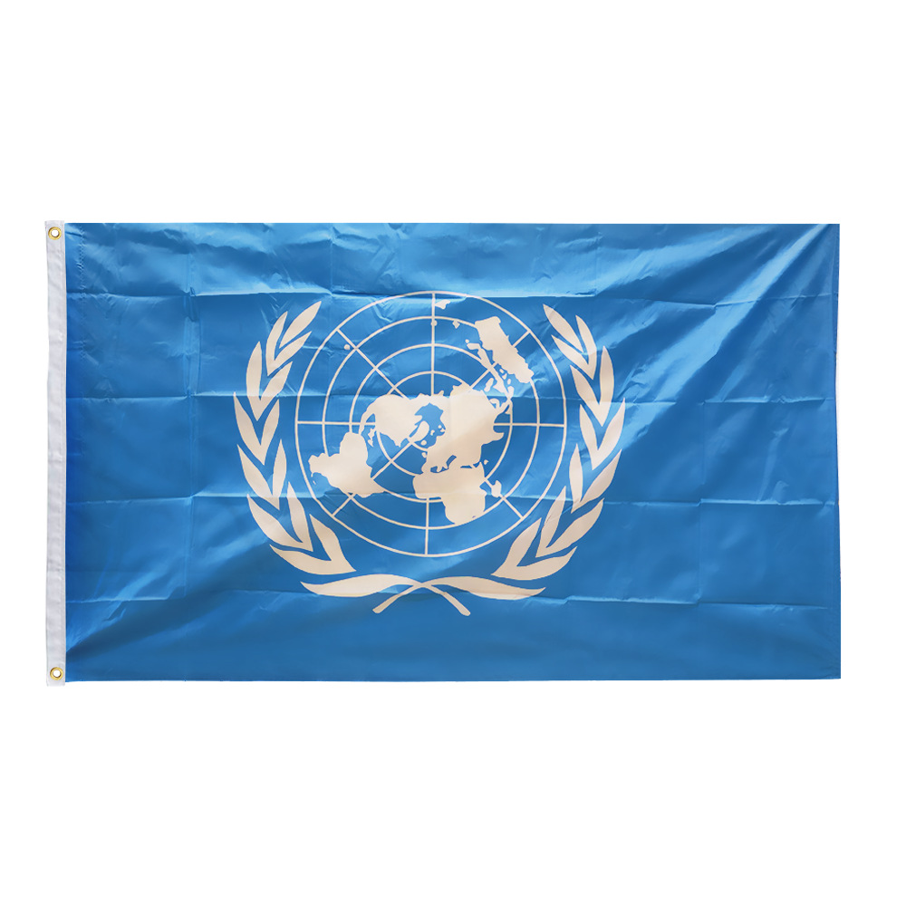 跨境现货90×150cm联合国旗帜3*5ft联合国大旗涤纶面料装饰