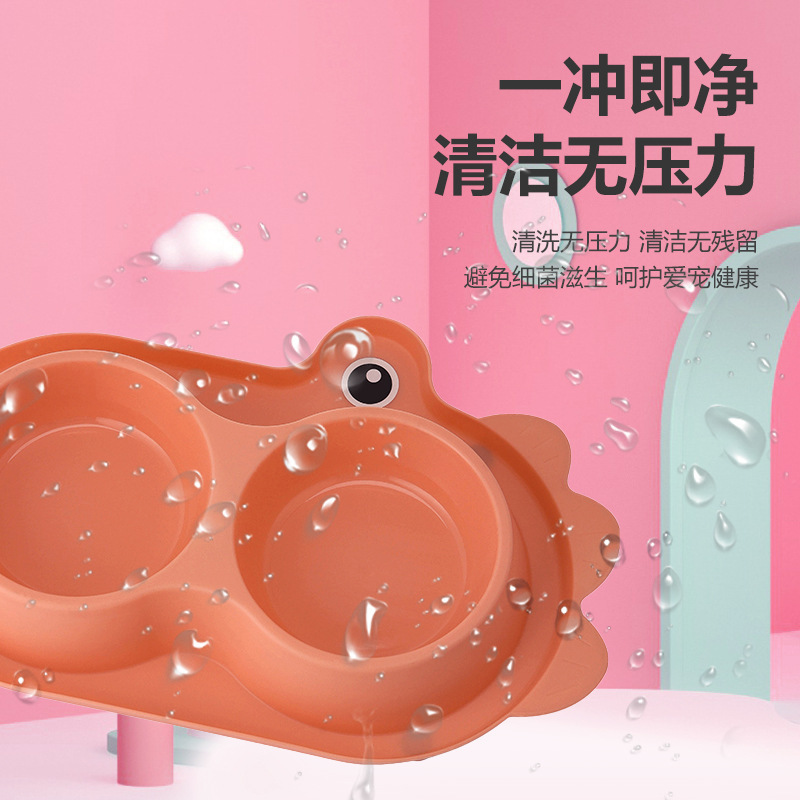 Kuaxin 2025 New Seahorse Pet Bowl Wholesale, anti-slip double bowl for water feeding, Macaron-colored cat and dog bowls details Picture