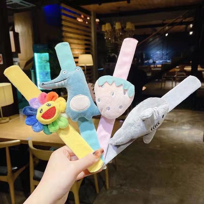 Children's plush cartoon clap ring cute sunflower couple bracelet female dinosaur clap ring Japan and South Korea creative gift Specification drawing