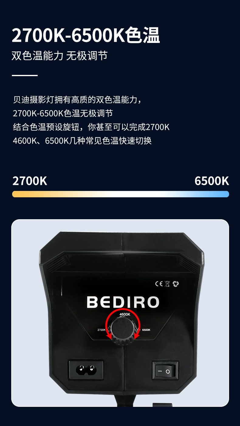150W摄影太阳灯直播拍照高亮度LED三色温遥控调节150W柔光补光灯 pic 6