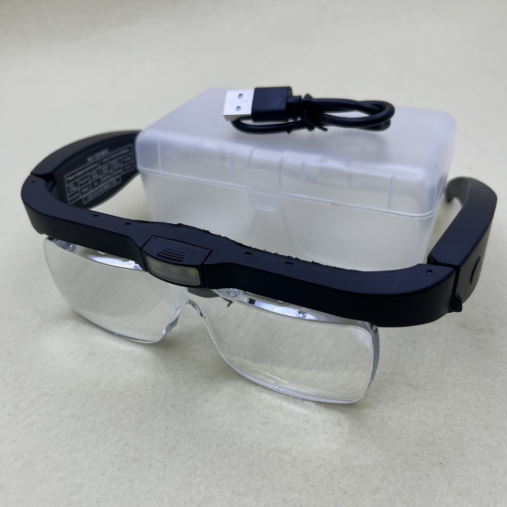 12539DC2 Eyeglasses-style magnifying glasses with LED lights, 5 groups of different magnification magnifying glasses, USB charging, elderly gift magnifying glasses details Picture