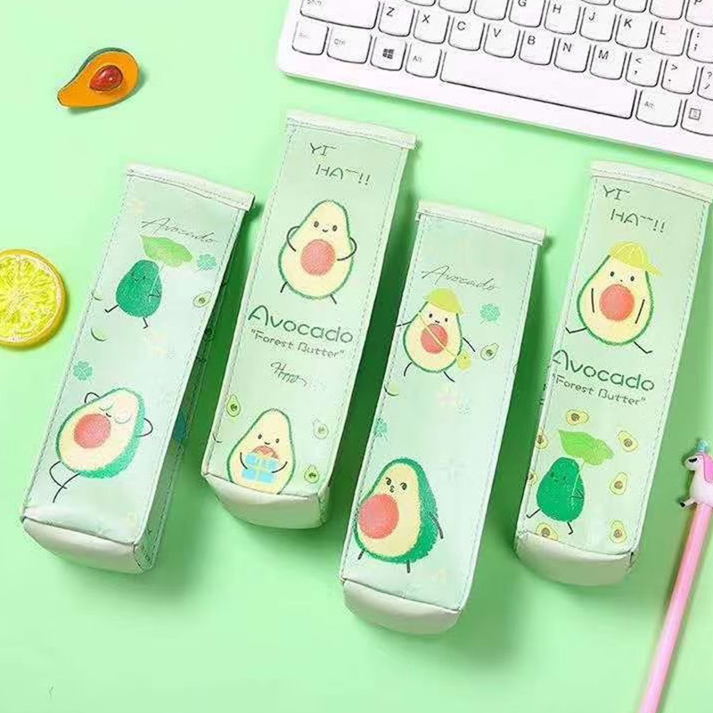 Avocado milk box-shaped pencil case, a trendy and fashionable pencil case, a creative large-capacity student stationery box pencil case Application Scenario