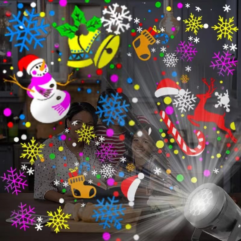 Cross-Border New Led Christmas Projection Light 16 Pattern Hd Projector Atmosphere Light Festival Light Home Stage Light Specification drawing