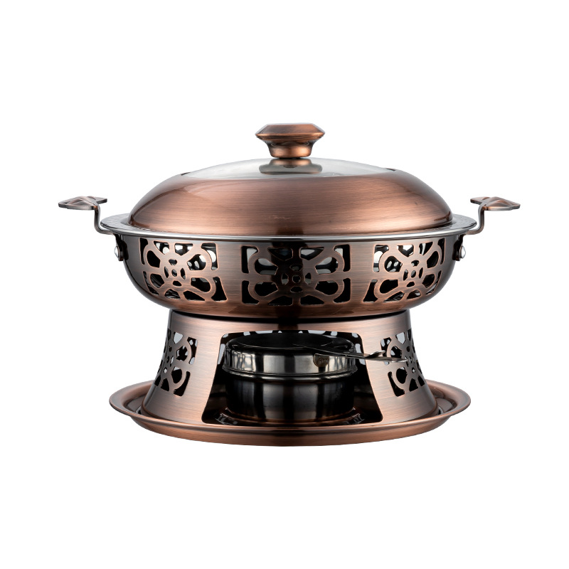 304 stainless steel alcohol stove, self-service small hot pot, commercial and household single-person hot pot, dry boiler and integrated fire boiler Item Picture