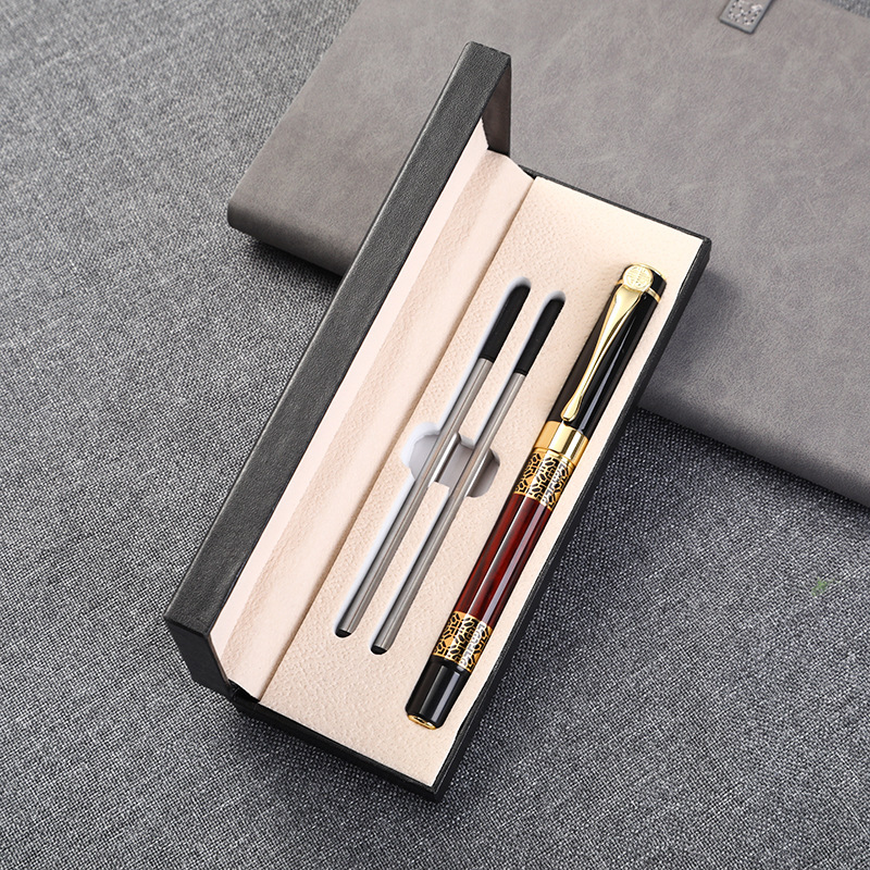 中国风金属木纹镂空签字笔商务会议中性宝珠笔礼盒套装办公礼品