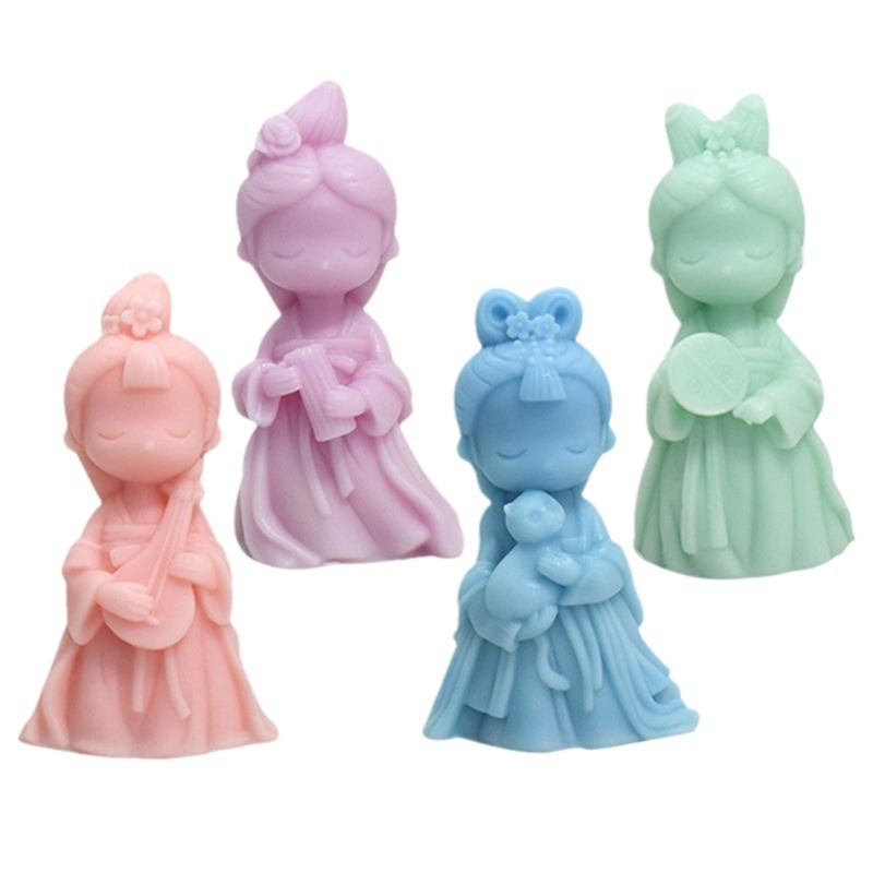 diy cartoon 3D princess scented candle diffuser stone epoxy resin decorative doll gypsum mold Item Picture