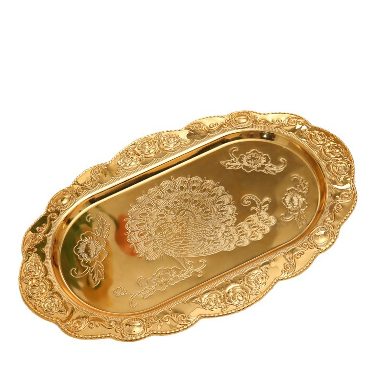 Metal Dessert Plate Cake Plate Embossed Steak Salad Plate Snack Fruit Jewelry Cosmetics Storage Tray Seasoning Dish Item Picture