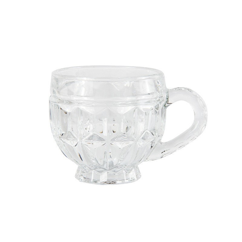 Wholesale of green apple glass tea cups, glass water cups with handles, household flower tea cups, small beer mugs and coffee cups Item Picture