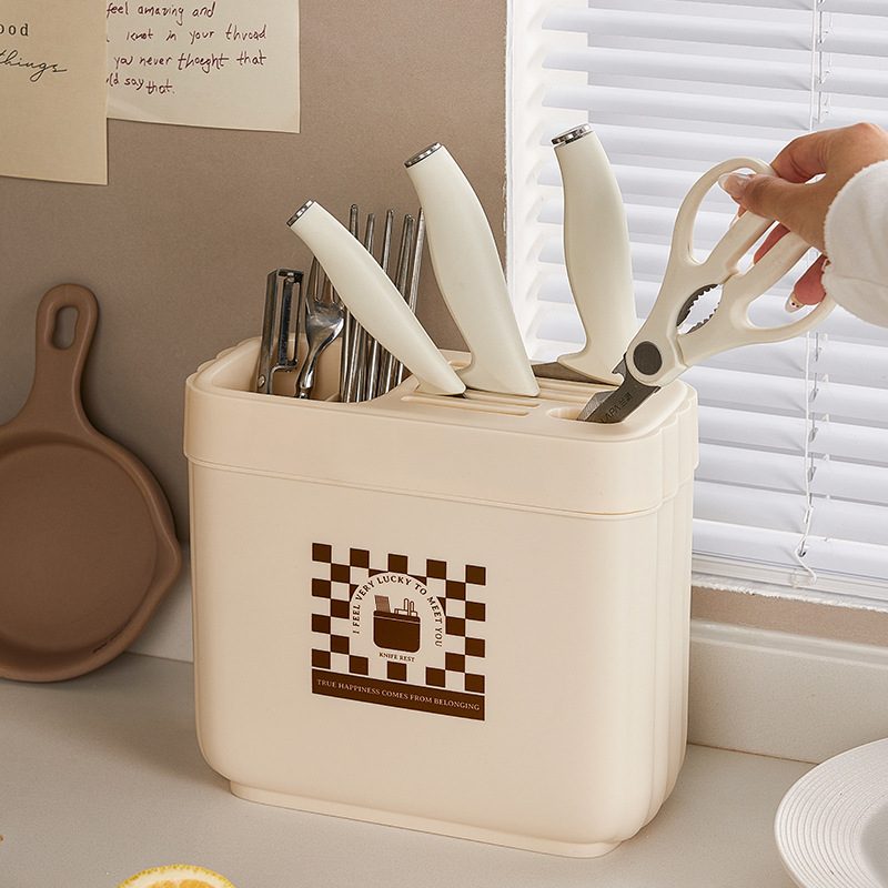 New cream-style multi-functional kitchen knife rack, chopstick basket, knife rack and seasoning box rack Specification image
