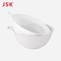 日本JSK厨房用品白色洗菜篮双层沥水篮 滤水篮洗菜盆塑料家用批发