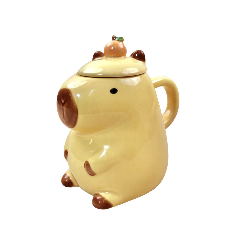 Tiffan Creative Ceramic Cup Cartoon Capibala Water Cup Ins Wind Household Mug With Lid Large Capacity Wholesale Item Picture