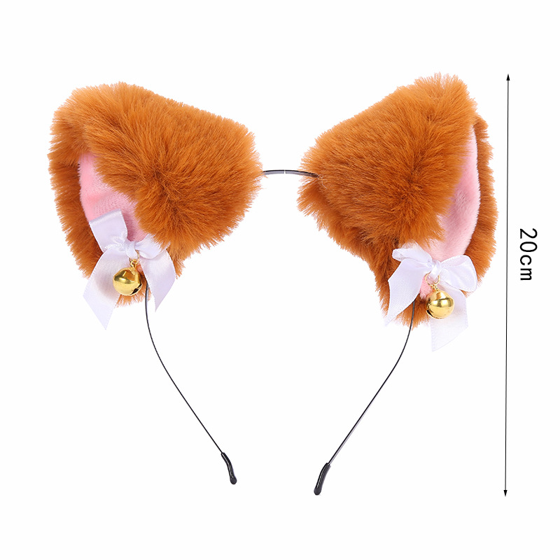 Cute plush cat ear headband autumn and winter new style cat rabbit ear fox beast ear sexual sensation female anchor bell headwear Item Picture