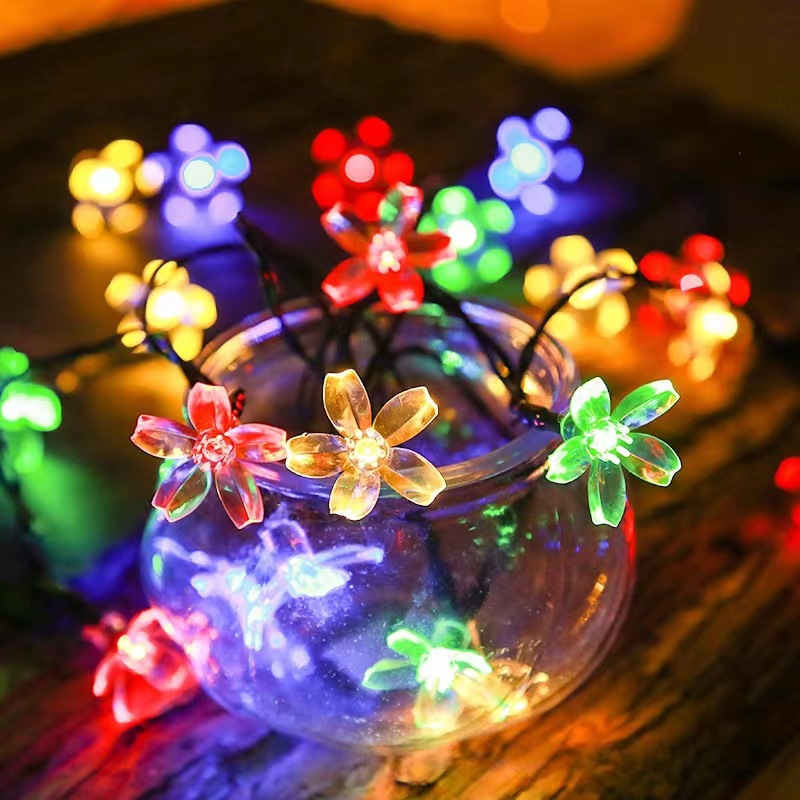 Wholesale of LED cherry blossom solar light strings in stock, outdoor waterproof courtyard hanging lights, and small decorative lights for home bedrooms Application Scenario