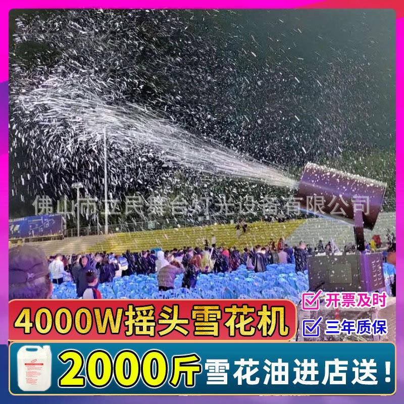 4000W大型摇头雪花机仿真商用户外喷雪造雪机婚礼飞雪舞台雪花机
