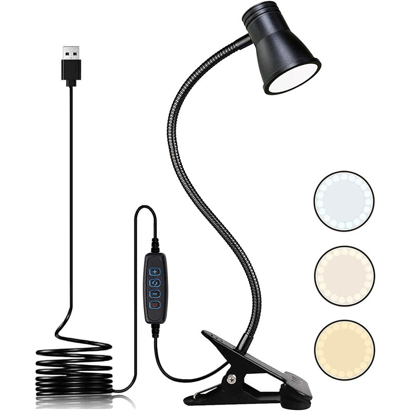 Creative trumpet-style clip desk lamp, LED student eye-protecting reading lamp, magnifying glass lamp, eye-protecting study and work lamp full figure