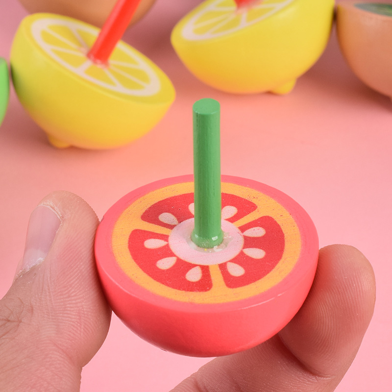 A large wooden fruit gyroscope with colorful fingers, a traditional and nostalgic wooden toy for children Specification image