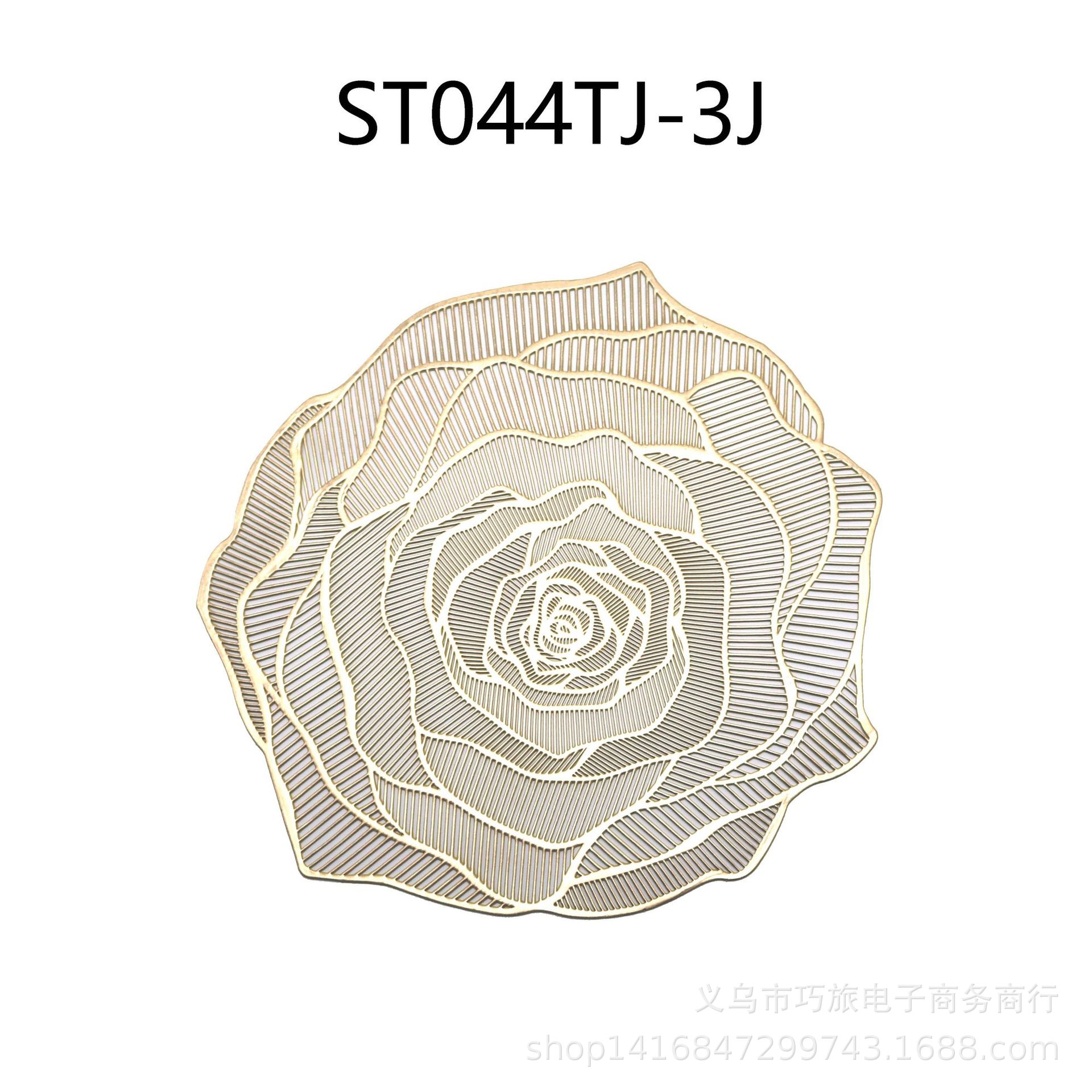 Teslin American Round Hot Gold Placemat Set Creative Hollow Rose Pvc Chinese Hotel Placemat Home Application Scenario