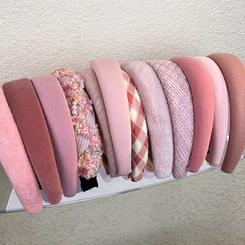 Pink high top wide hair band for women 2023 autumn/Winter new headband, face wash hair tie, versatile hairpin, popular headwear details Picture