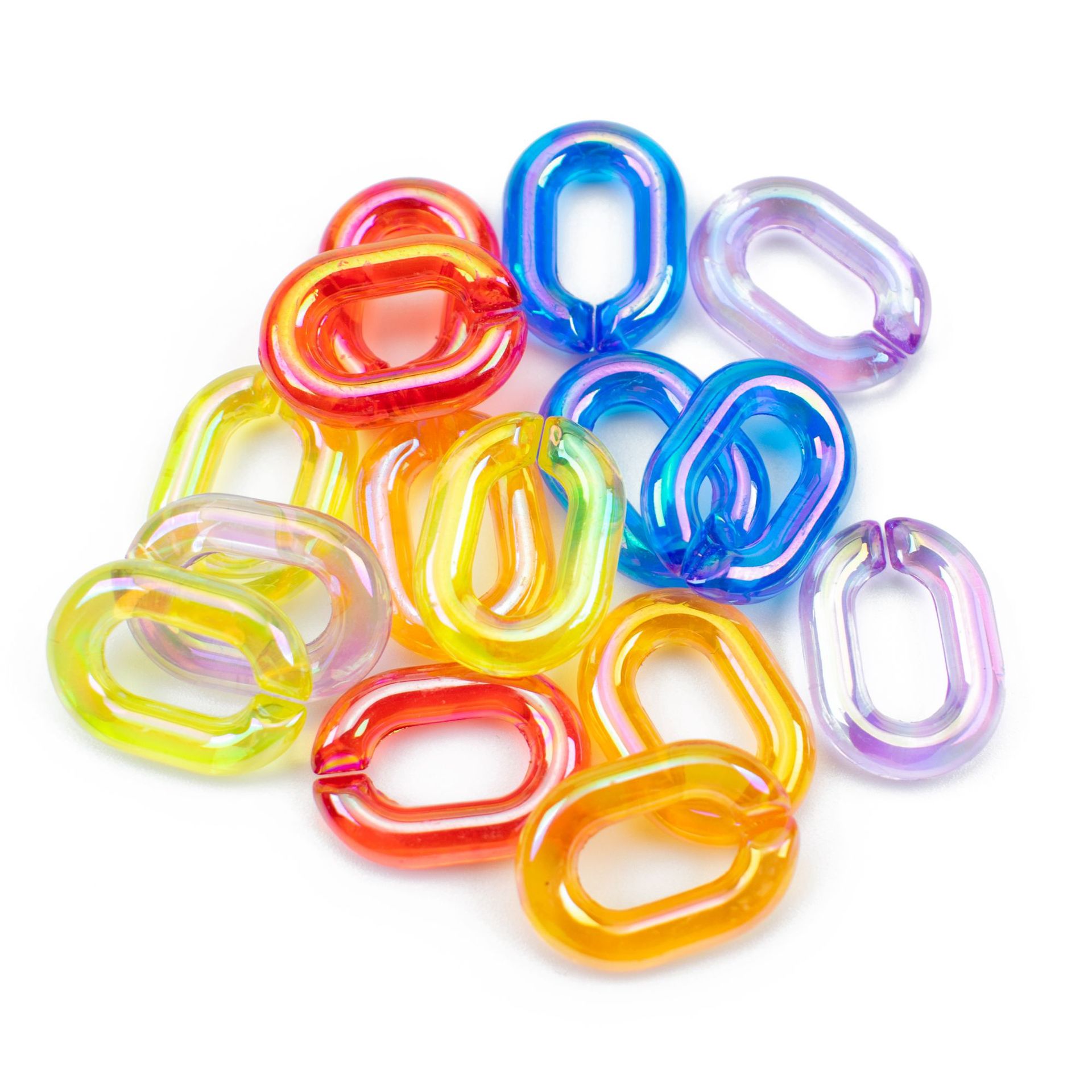 Acrylic Plastic Transparent Ab Bright Color 14*19 Chain Buckle Open Ring Diy Jewelry Bag Phone Case Accessories Item Picture