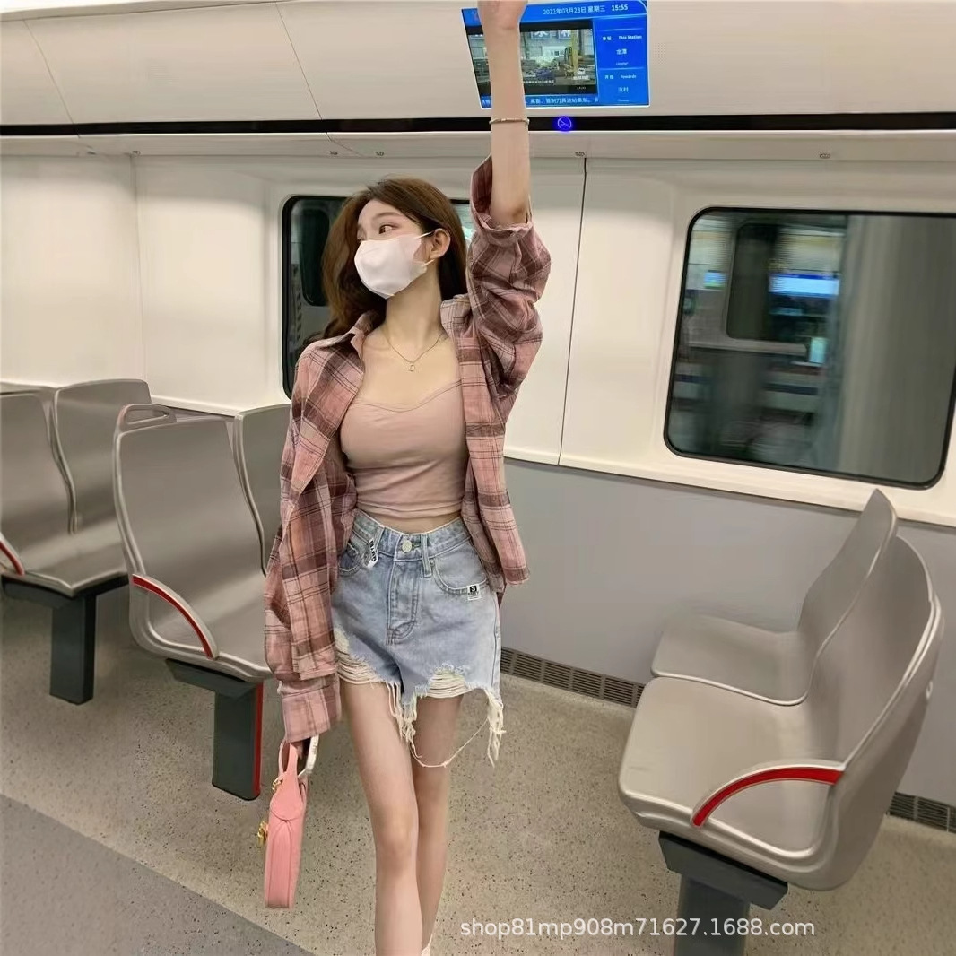 衬衫女/衬衫全棉格子女/上衣桑蚕丝/衬衫/衬衫女长袖百搭细节图