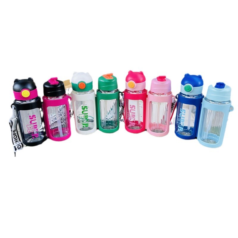 New children's double-drinking cups with separate compartments for girls, boys and kindergartens, large-capacity water cups and straw cups specially designed for school Item Picture
